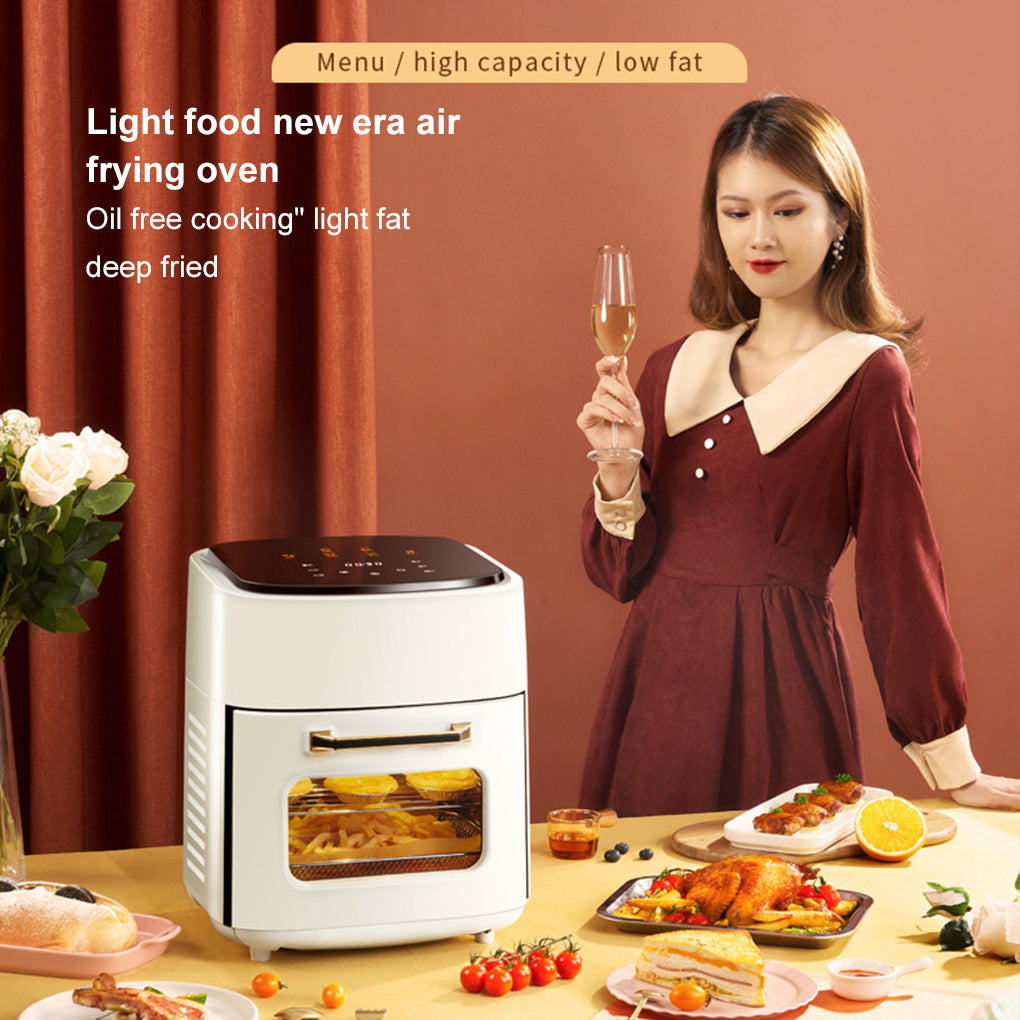 Air Fryer 12L Stainless Steel Visible Large Capacity Electric Oven Touch Screen Multifunctional Electric Fryer EU Plug