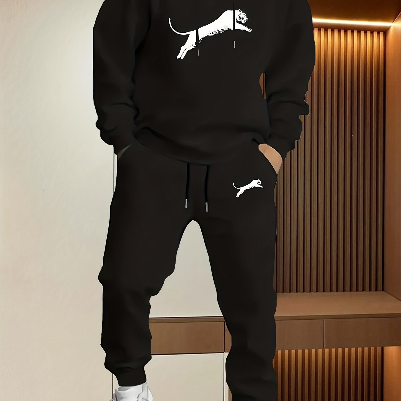 Ensemble Décontracté à Capuche Imprimé pour Homme avec Pantalon - Mode Automne-Hiver