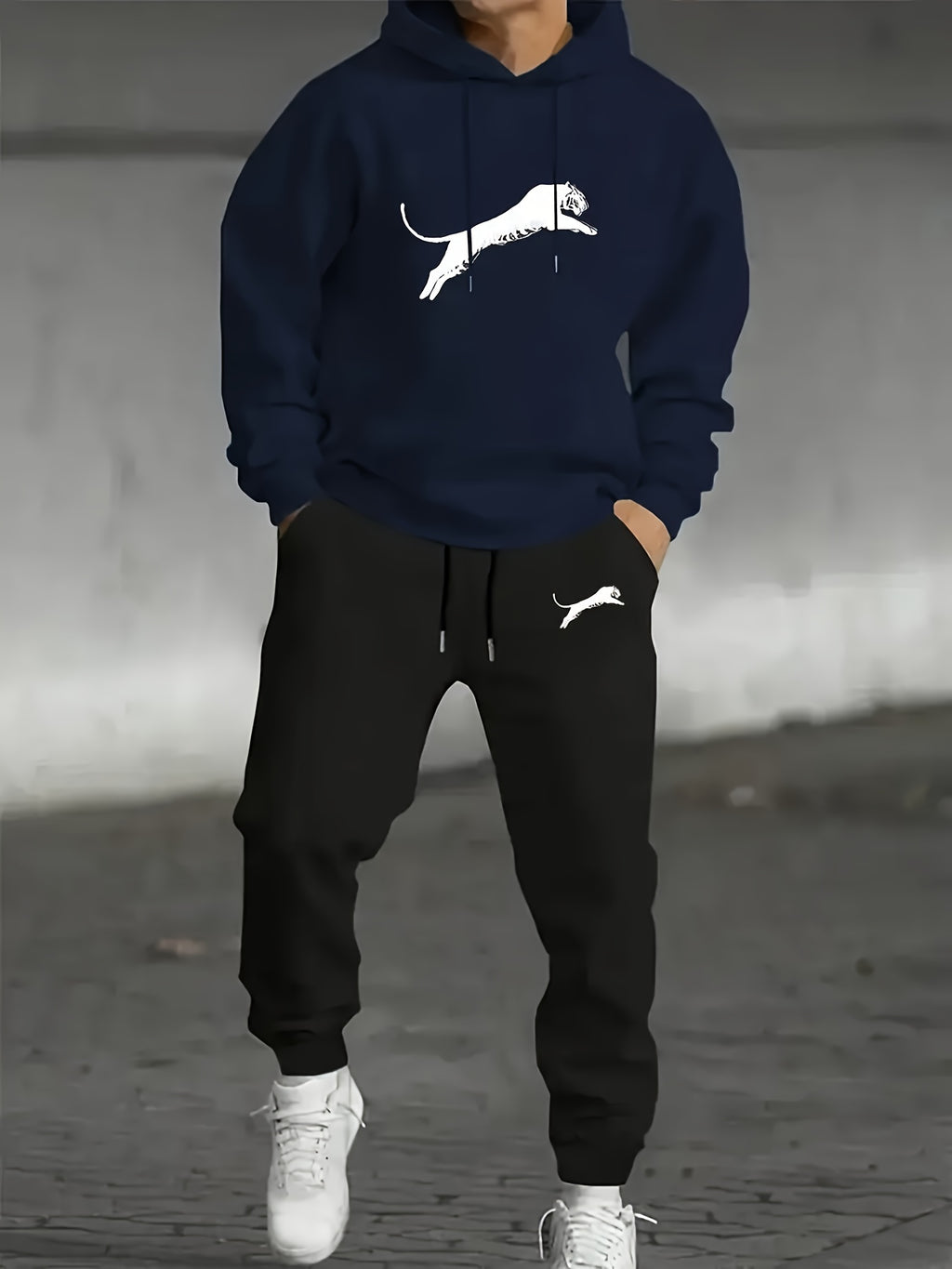 Ensemble Décontracté à Capuche Imprimé pour Homme avec Pantalon - Mode Automne-Hiver