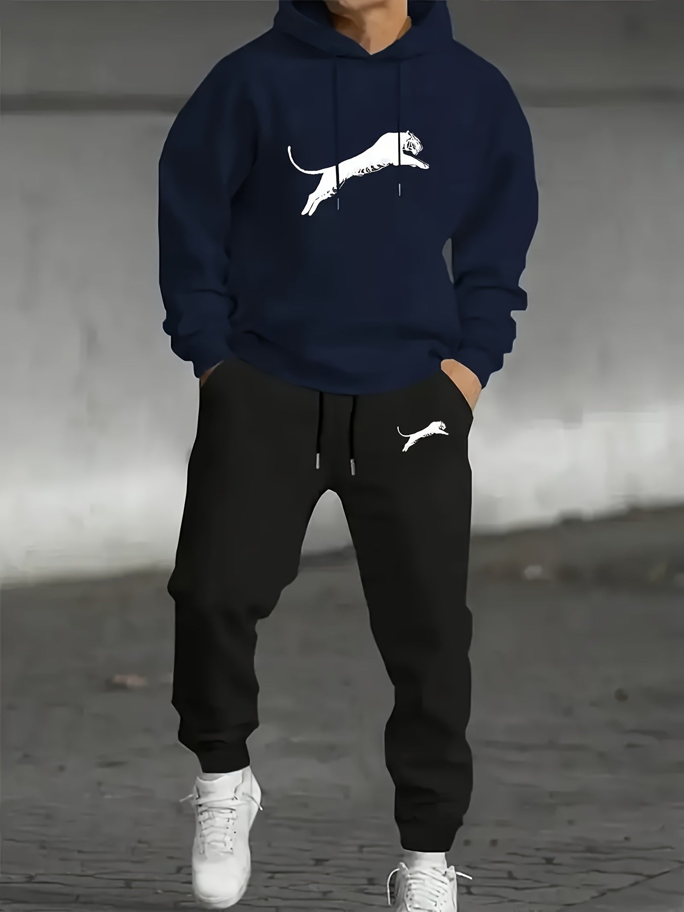 Ensemble Décontracté à Capuche Imprimé pour Homme avec Pantalon - Mode Automne-Hiver