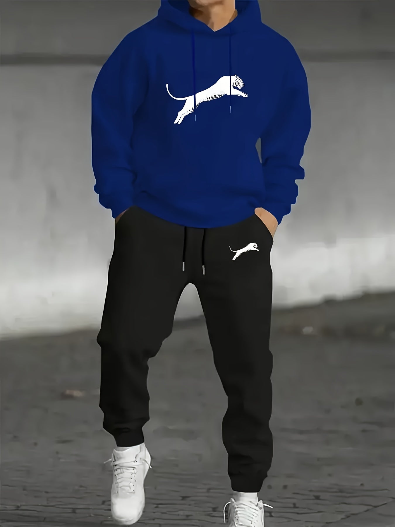 Ensemble Décontracté à Capuche Imprimé pour Homme avec Pantalon - Mode Automne-Hiver