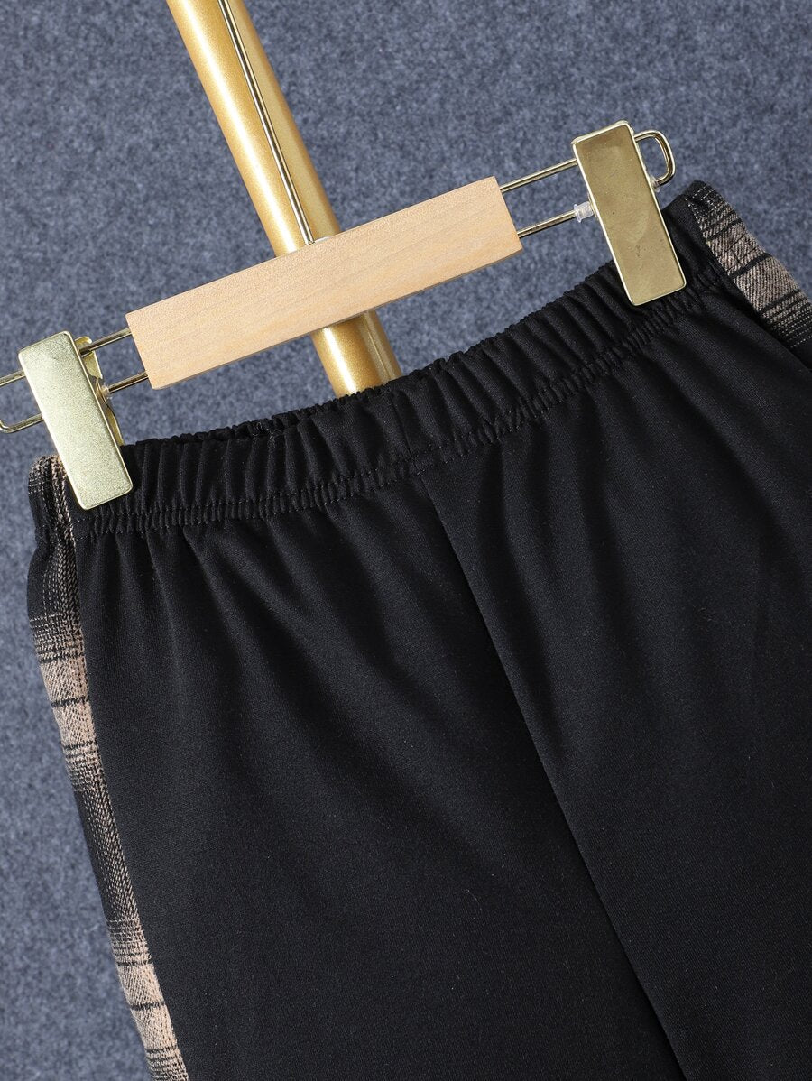 1 pièce Chemise à capuche boutonnée à carreaux pour garçon adolescent et 1 pièce Pantalon de survêtement