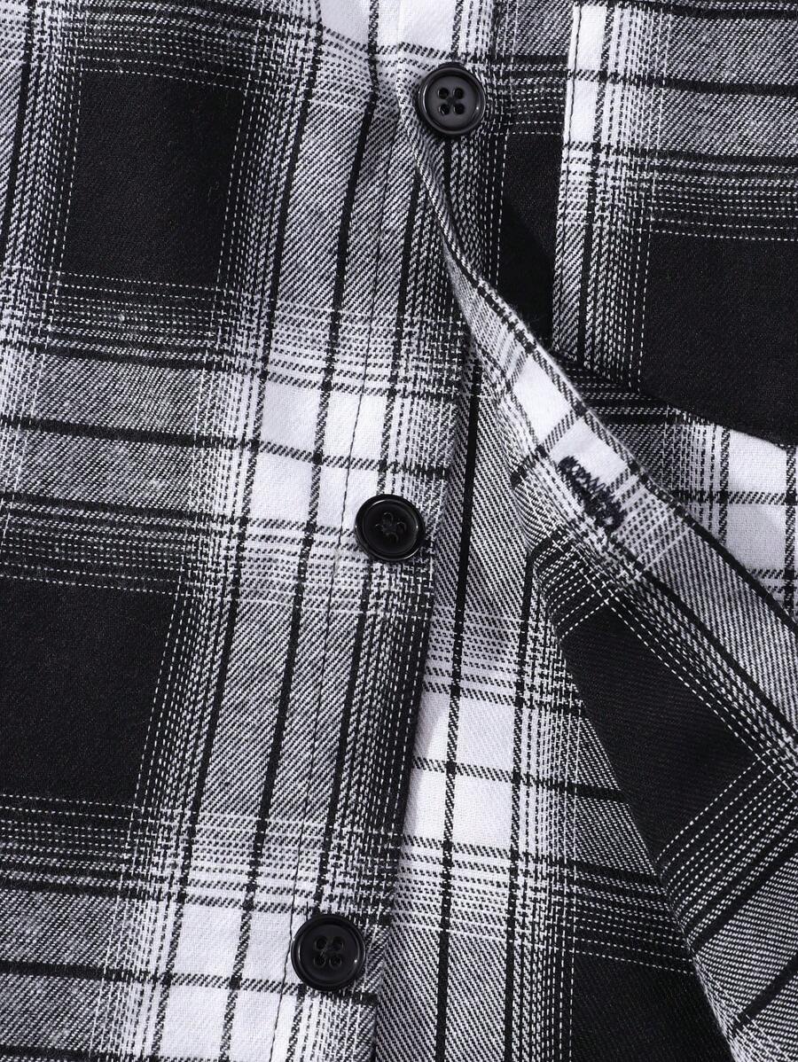 1 pièce Chemise à capuche boutonnée à carreaux pour garçon adolescent et 1 pièce Pantalon de survêtement