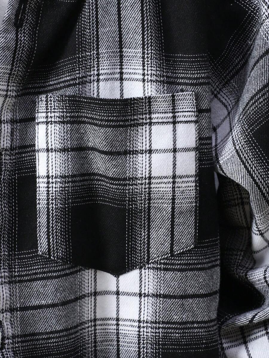 1 pièce Chemise à capuche boutonnée à carreaux pour garçon adolescent et 1 pièce Pantalon de survêtement