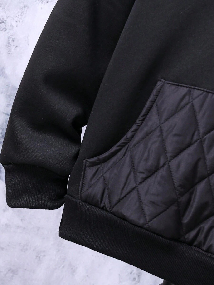 Adolescent Garçon Pantalon De Survêtement & Sweat-shirt À Capuche À Lettres À Poche Kangourou À Doublure Thermique