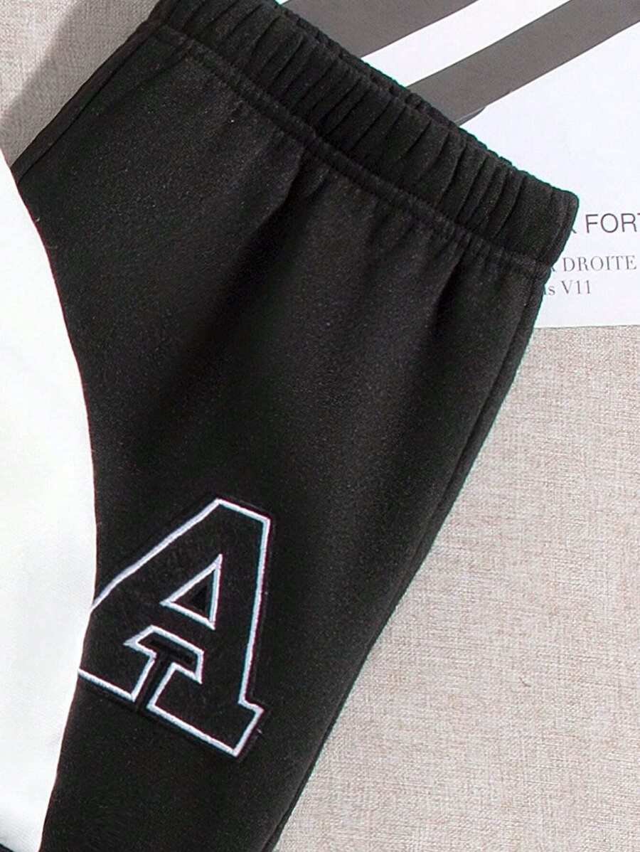 Veste Deux Pièces Pour Garçon Préadolescent Avec Patchs De Lettres Cool Pour L'automne / L'hiver