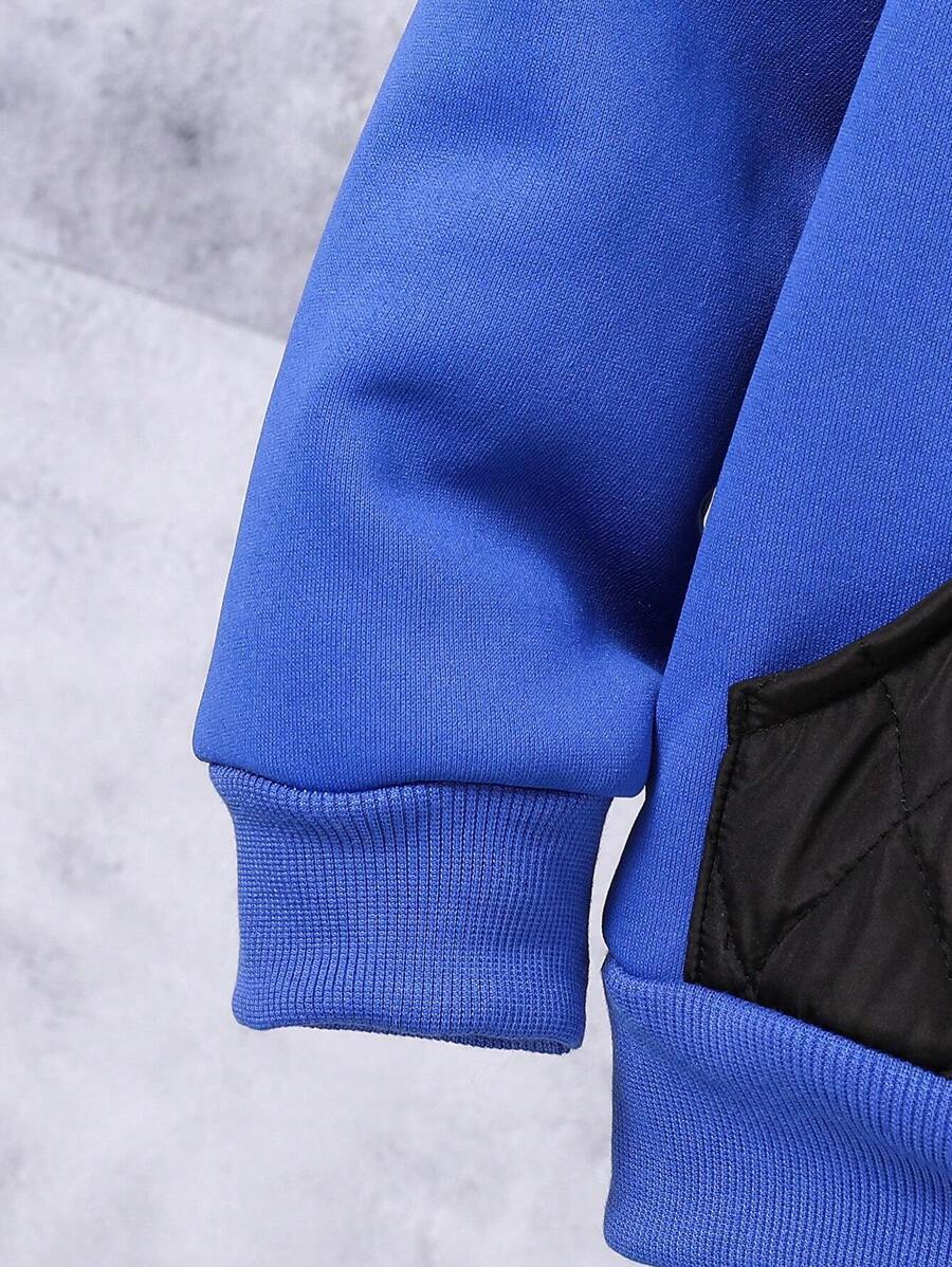 Adolescent Garçon Pantalon De Survêtement & Sweat-shirt À Capuche À Lettres À Poche Kangourou À Doublure Thermique
