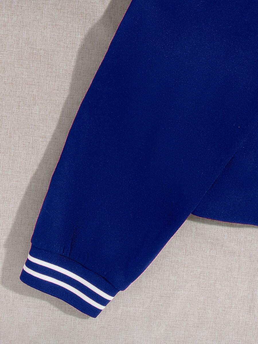 Veste Deux Pièces Pour Garçon Préadolescent Avec Patchs De Lettres Cool Pour L'automne / L'hiver