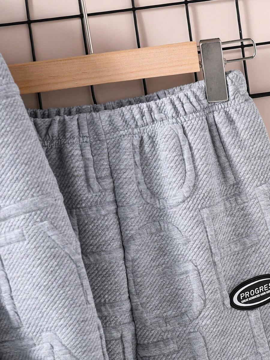 3 pièces/Set Sweat-shirt-shirt texturé avec lettrage, pantalon de survêtement et sac à dos pour pré-adolescents (peuvent être vendus séparément)