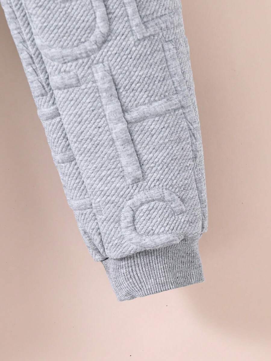 3 pièces/Set Sweat-shirt-shirt texturé avec lettrage, pantalon de survêtement et sac à dos pour pré-adolescents (peuvent être vendus séparément)