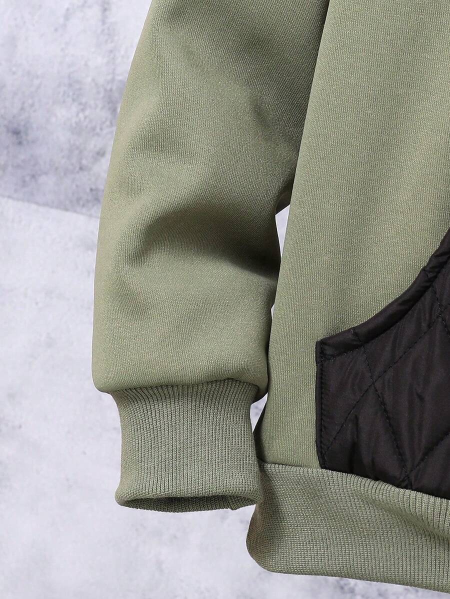 Adolescent Garçon Pantalon De Survêtement & Sweat-shirt À Capuche À Lettres À Poche Kangourou À Doublure Thermique