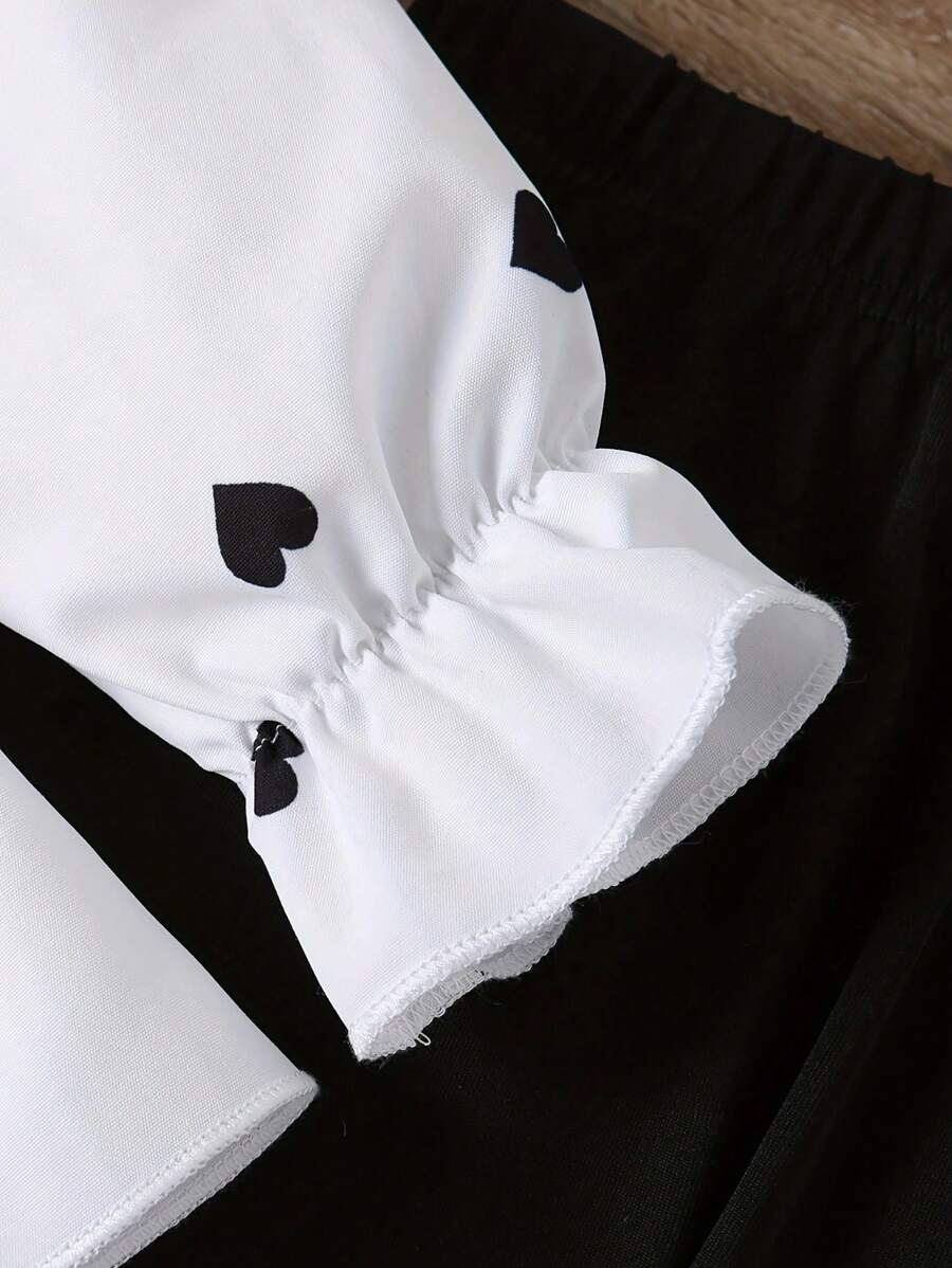 Ensemble de deux pièces pour jeune fille pour le printemps et l'automne, avec haut ceinturé et leggings, avec un sens de la conception et de la qualité