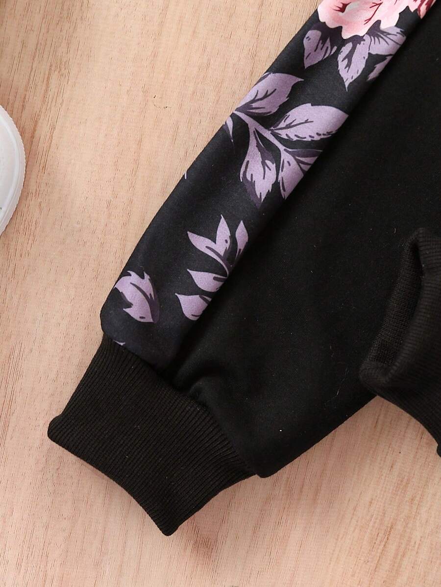 Ensemble de pantalons longs printemps-automne à la mode pour jeune fille, Sweat-shirt à capuche avec dentelle florale et tenue sportive décontractée