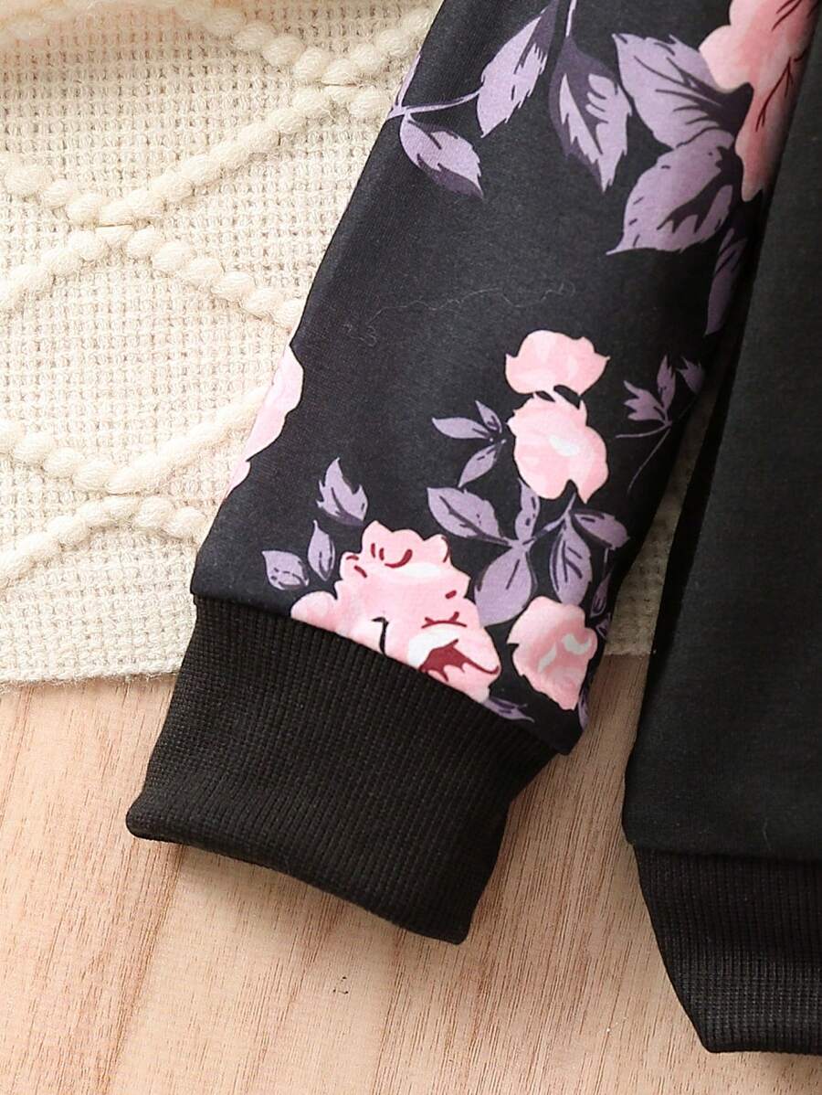 Ensemble de pantalons longs printemps-automne à la mode pour jeune fille, Sweat-shirt à capuche avec dentelle florale et tenue sportive décontractée