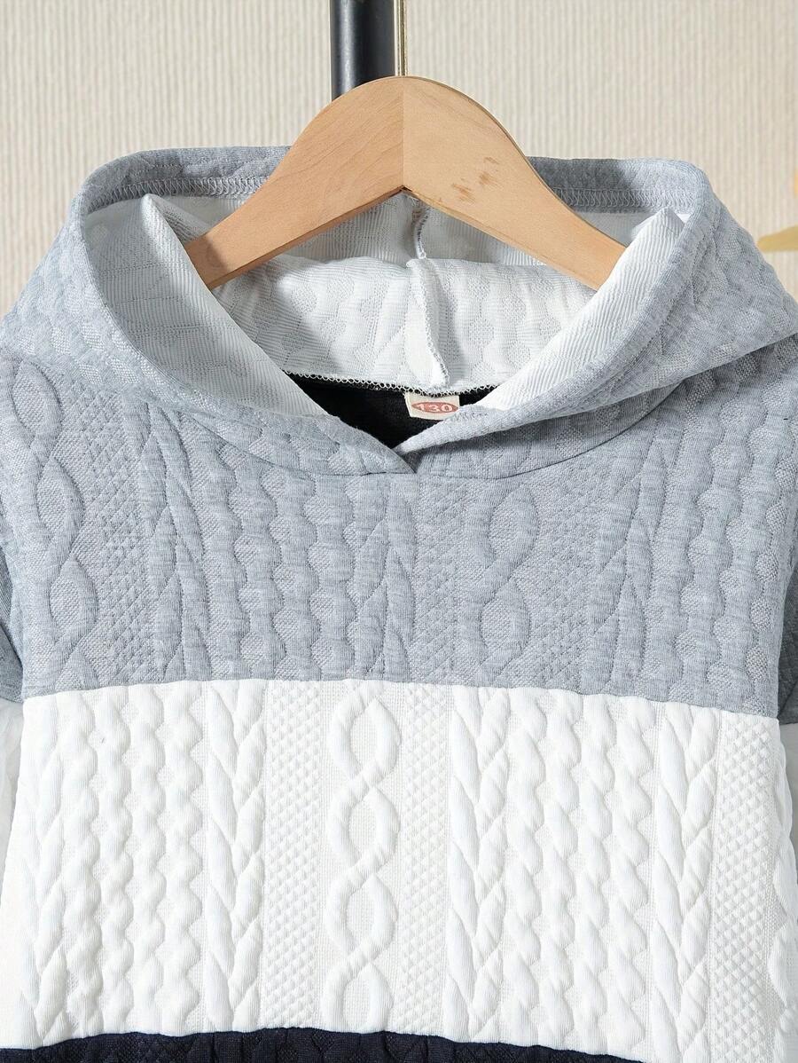Ensemble sweat-shirt à capuche et pantalon de couleur bloc pour garçon préadolescent en automne