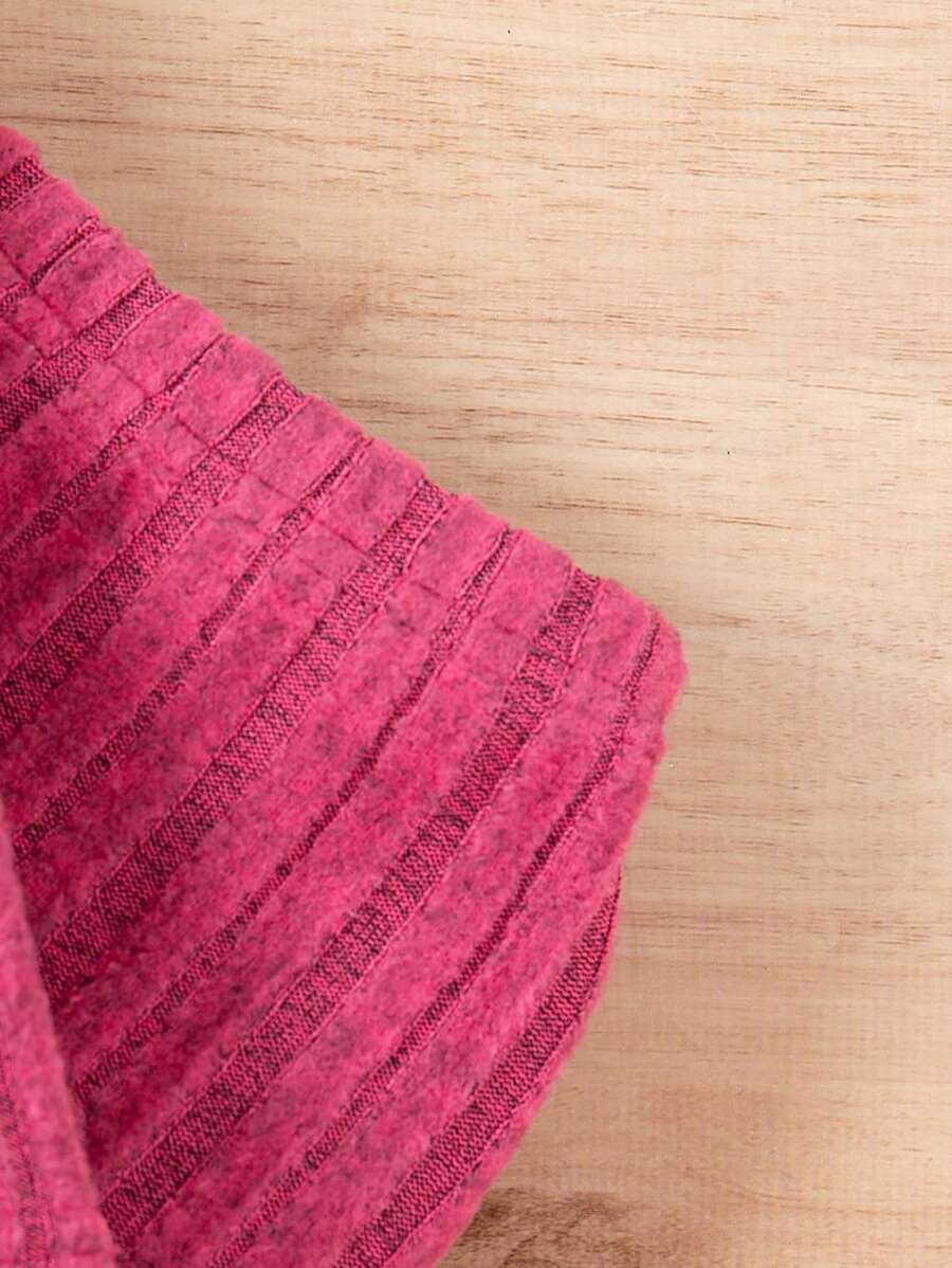 Ensemble chemise à manches longues et pantalon côtelés unicolore, simple, pour jeune fille