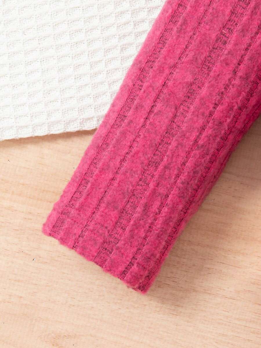 Ensemble chemise à manches longues et pantalon côtelés unicolore, simple, pour jeune fille