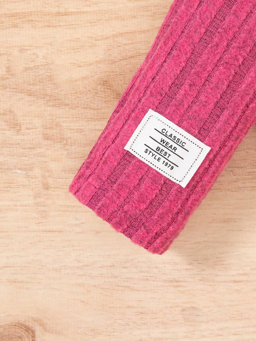 Ensemble chemise à manches longues et pantalon côtelés unicolore, simple, pour jeune fille