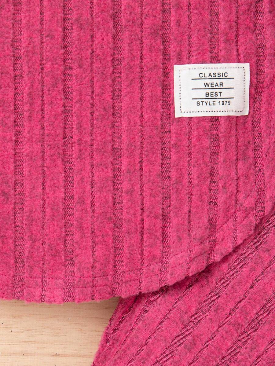 Ensemble chemise à manches longues et pantalon côtelés unicolore, simple, pour jeune fille