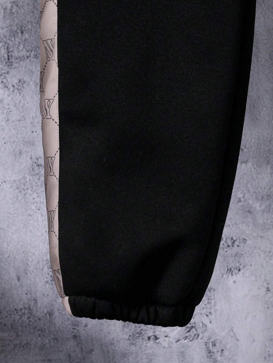 2 pièces/Set Veste à imprimé et pantalon long casual pour garçon préadolescent