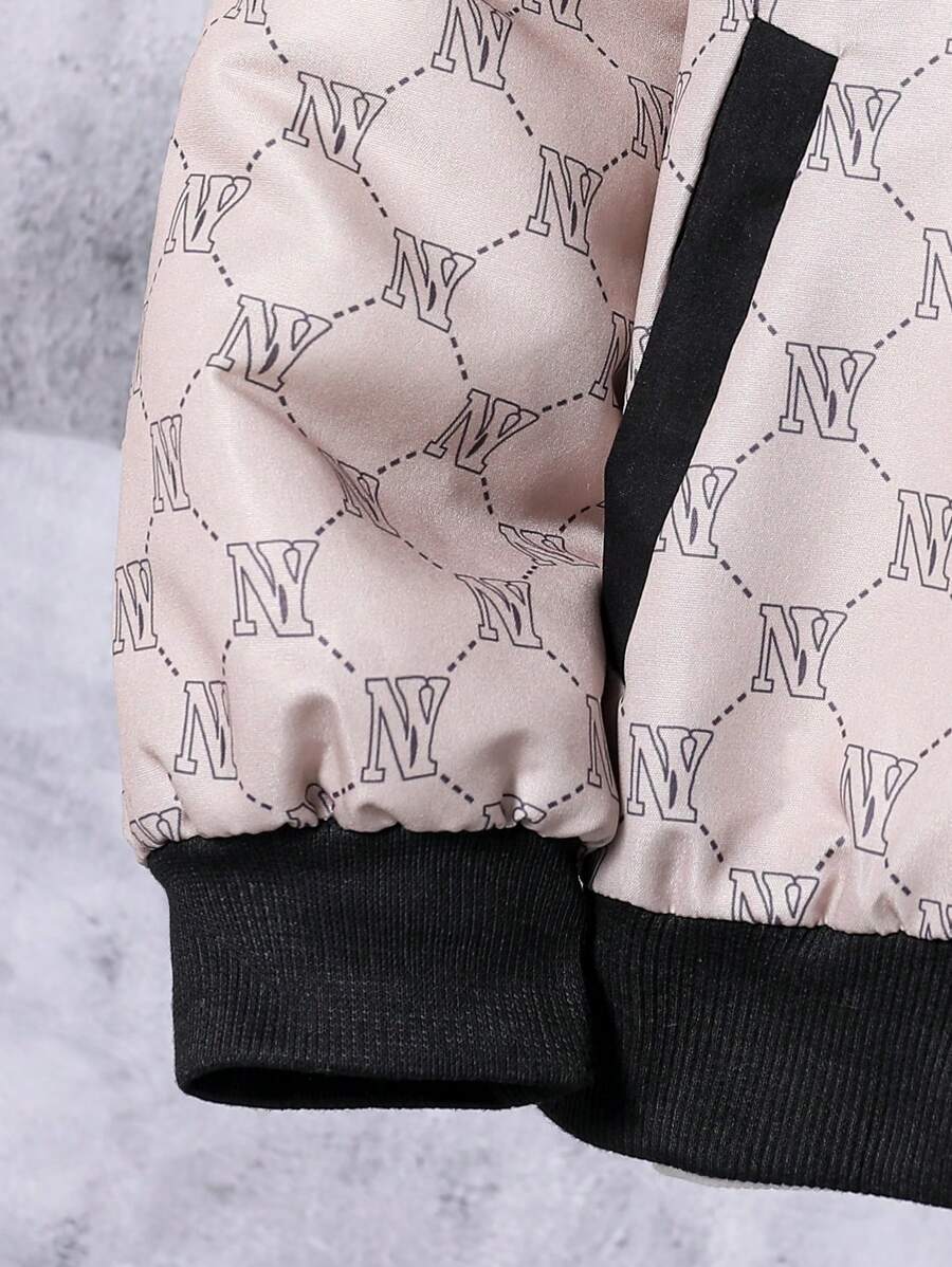 2 pièces/Set Veste à imprimé et pantalon long casual pour garçon préadolescent