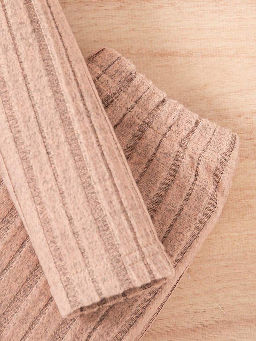 Ensemble chemise à manches longues et pantalon côtelés unicolore, simple, pour jeune fille