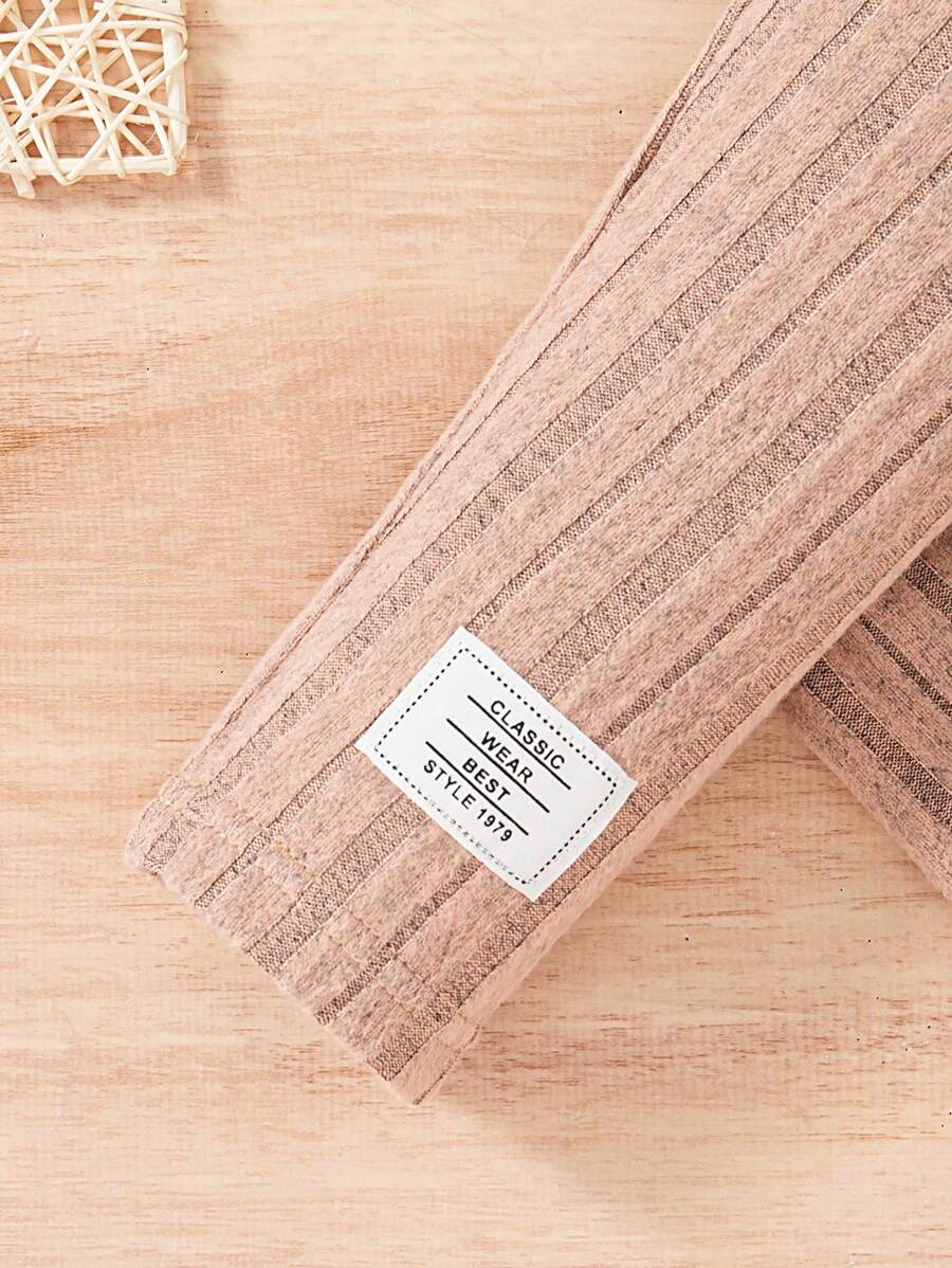 Ensemble chemise à manches longues et pantalon côtelés unicolore, simple, pour jeune fille