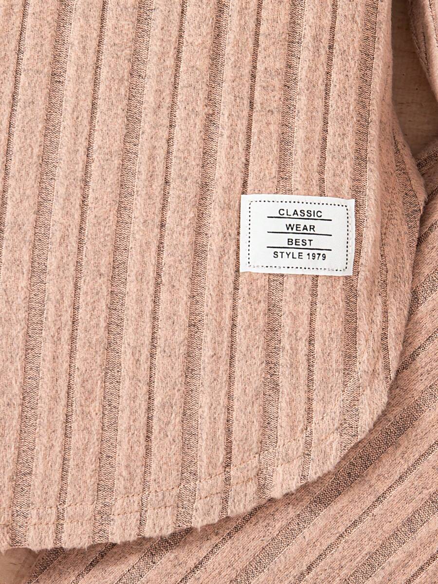 Ensemble chemise à manches longues et pantalon côtelés unicolore, simple, pour jeune fille