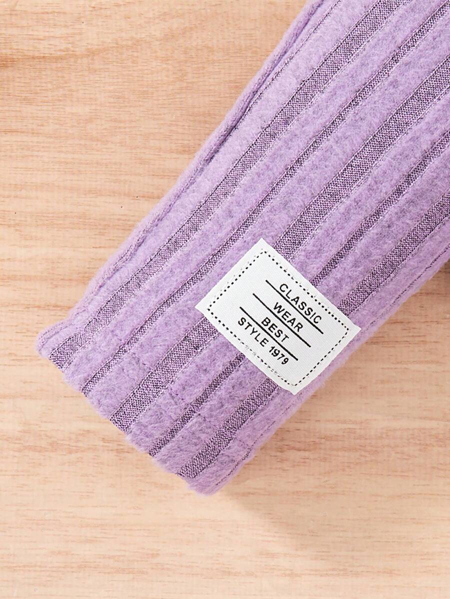 Ensemble chemise à manches longues et pantalon côtelés unicolore, simple, pour jeune fille