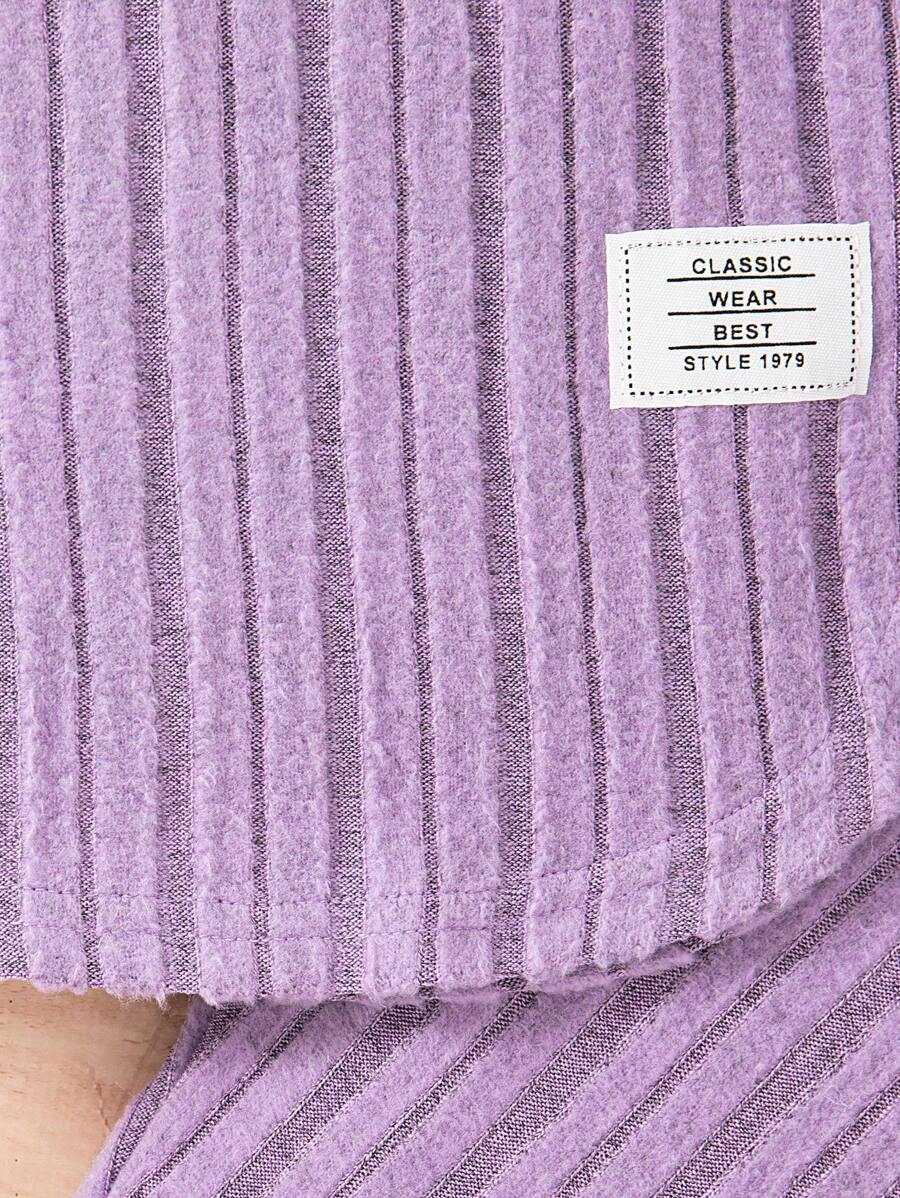 Ensemble chemise à manches longues et pantalon côtelés unicolore, simple, pour jeune fille