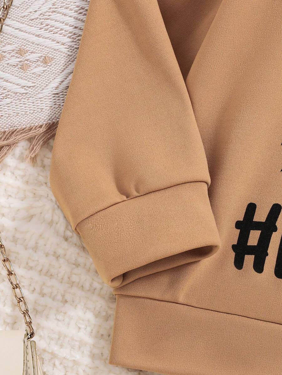 Ensemble 2 pièces Sweat-shirt à capuche imprimé lettre casual et pantalon léopard pour jeune fille, adapté pour le printemps et l'automne
