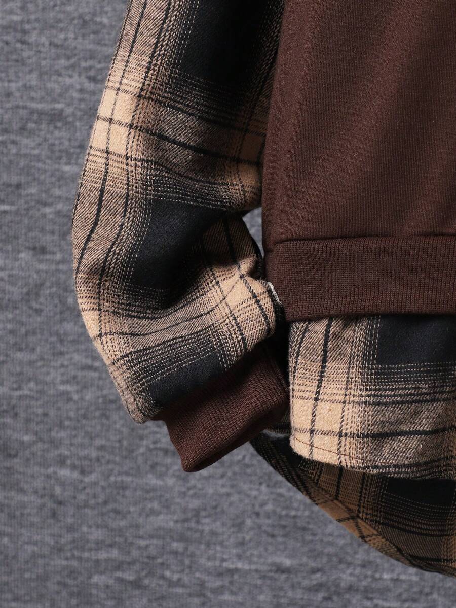 2 pièces Ensemble casual de sweat-shirt à capuche et pantalon pour pré-adolescent garçon avec impression de bloc couleur et lettres