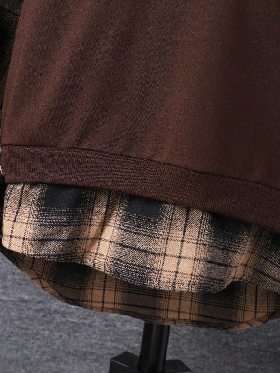 2 pièces Ensemble casual de sweat-shirt à capuche et pantalon pour pré-adolescent garçon avec impression de bloc couleur et lettres