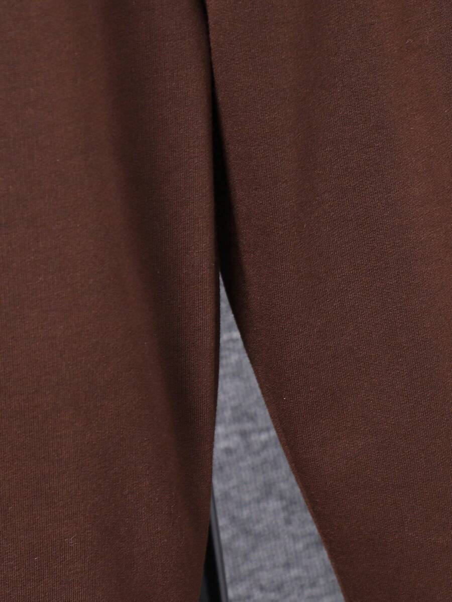 2 pièces Ensemble casual de sweat-shirt à capuche et pantalon pour pré-adolescent garçon avec impression de bloc couleur et lettres