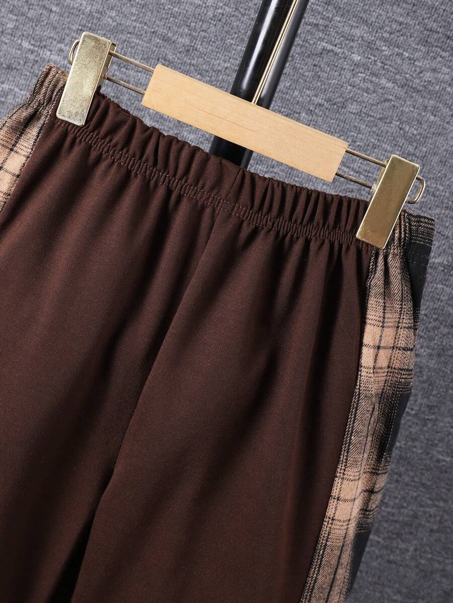 2 pièces Ensemble casual de sweat-shirt à capuche et pantalon pour pré-adolescent garçon avec impression de bloc couleur et lettres