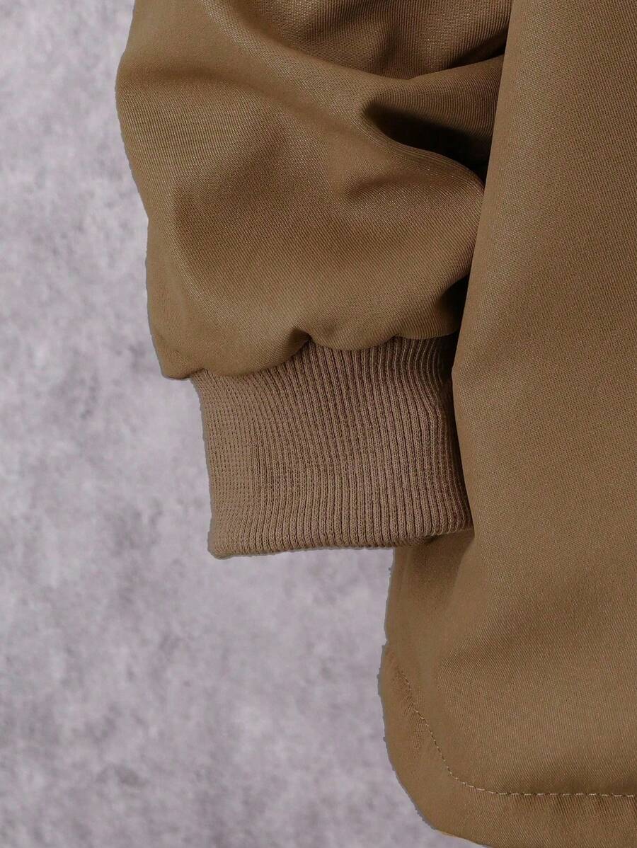 2 pièces Ensemble de veste à capuche doublée thermique et pantalon cargo décontracté pour pré-adolescents, Tenue d'hiver