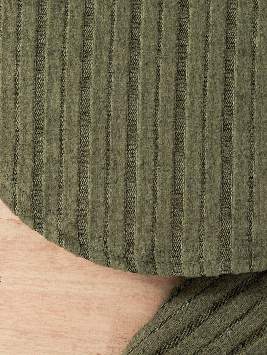 Ensemble chemise à manches longues et pantalon côtelés unicolore, simple, pour jeune fille