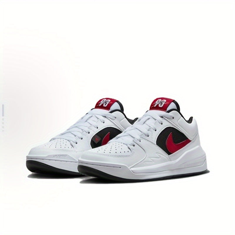 Baskets décontractées basses Stadium 90 de NIKE JORDAN - Conception légère et respirante blanche et rouge avec accents noirs, semelle en caoutchouc durable pour une confort toute l'année, baskets pour femmes, chaussures toutes saisons, design de chaussure