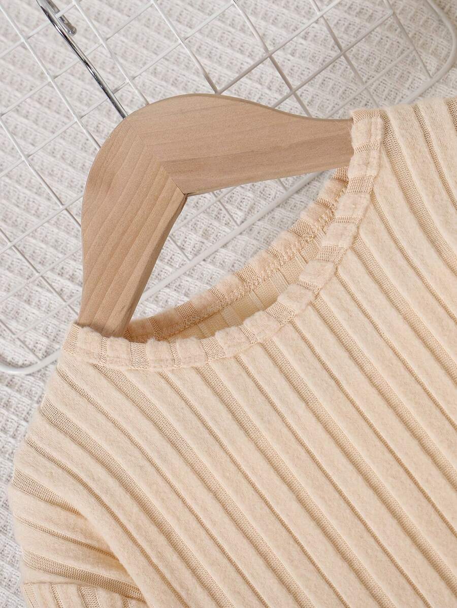 Ensemble chemise à manches longues et pantalon côtelés unicolore, simple, pour jeune fille