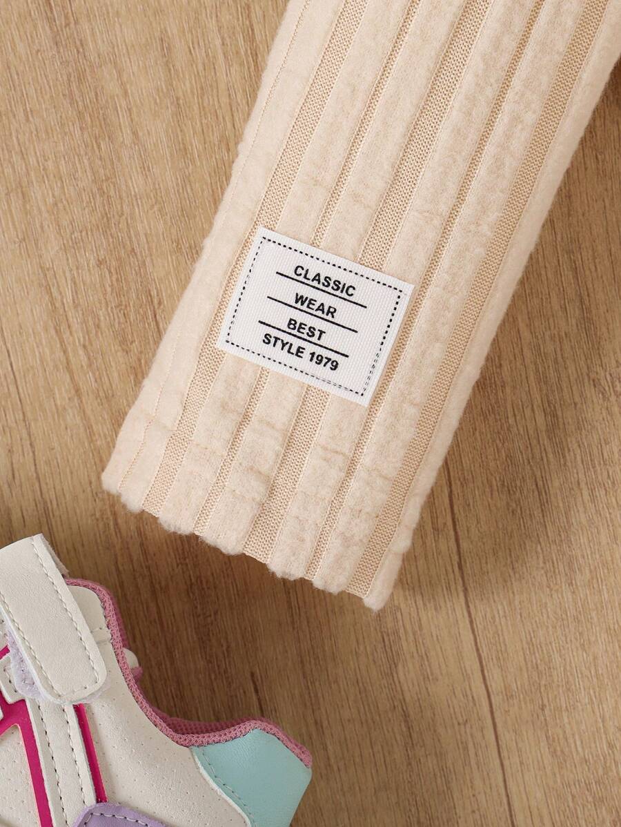 Ensemble chemise à manches longues et pantalon côtelés unicolore, simple, pour jeune fille