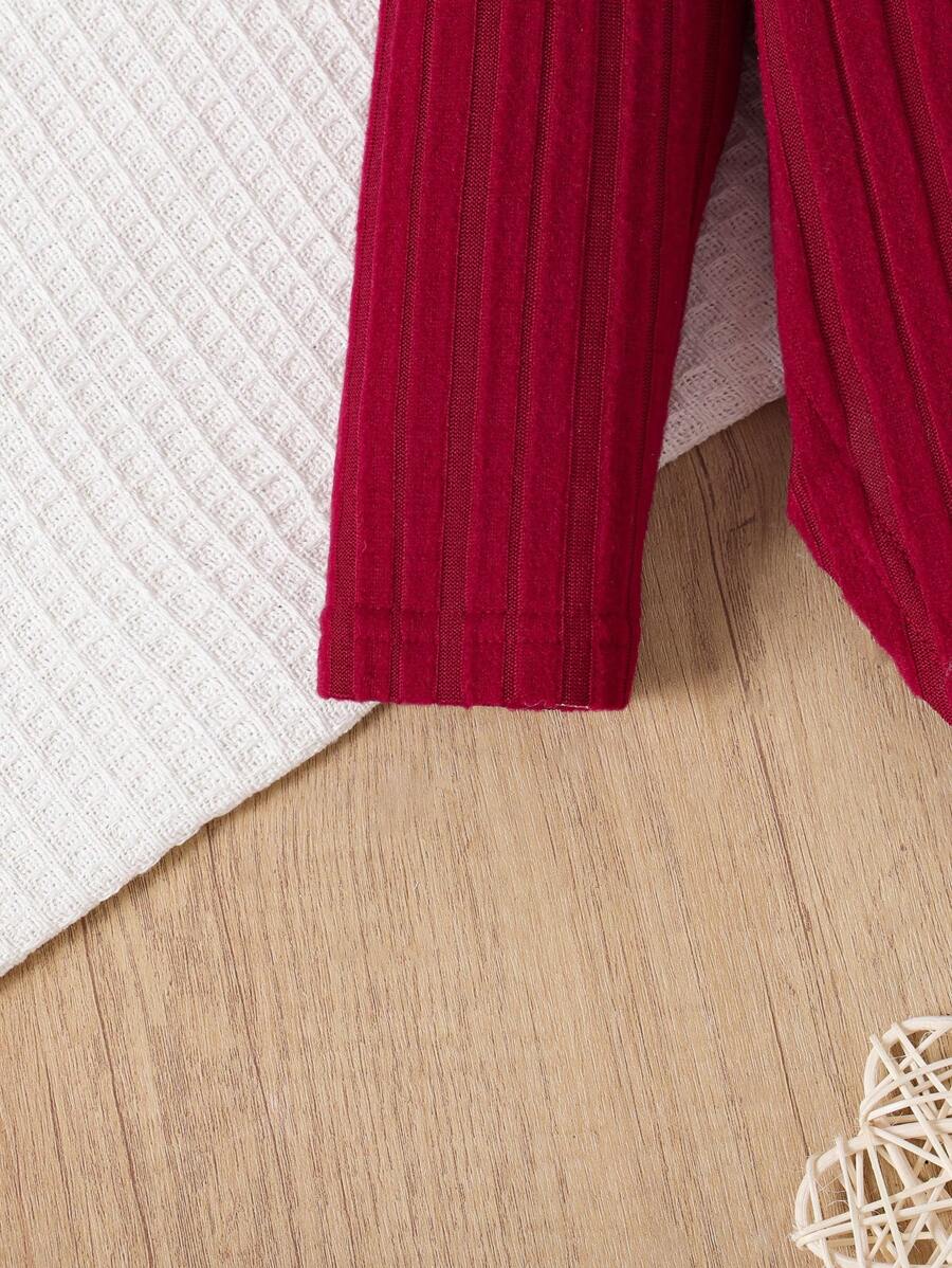 Ensemble chemise à manches longues et pantalon côtelés unicolore, simple, pour jeune fille
