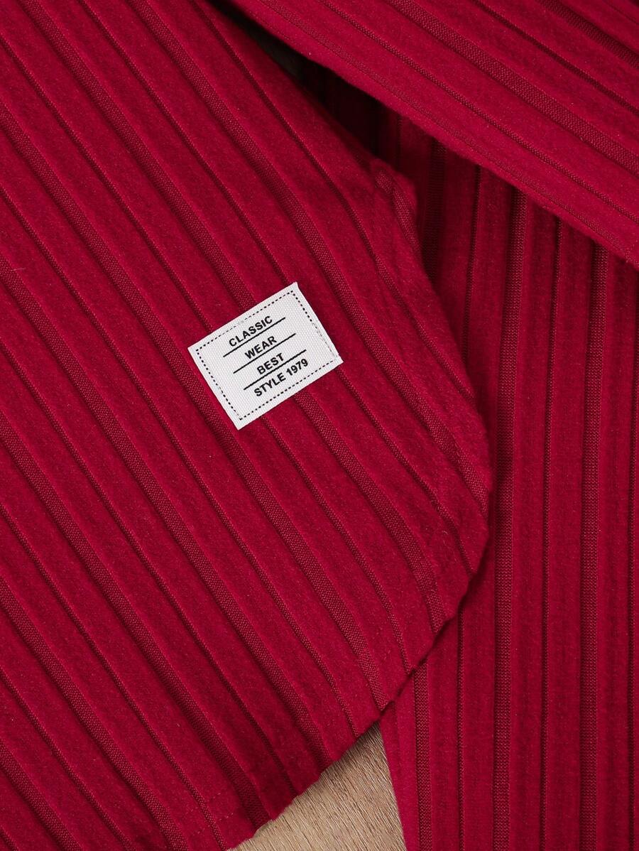 Ensemble chemise à manches longues et pantalon côtelés unicolore, simple, pour jeune fille