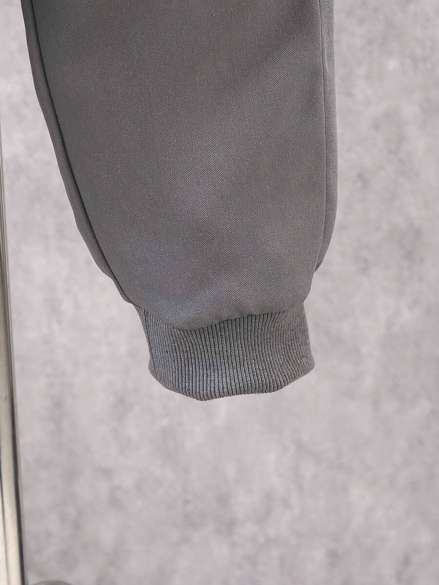 2 pièces Ensemble de veste à capuche doublée thermique et pantalon cargo décontracté pour pré-adolescents, Tenue d'hiver