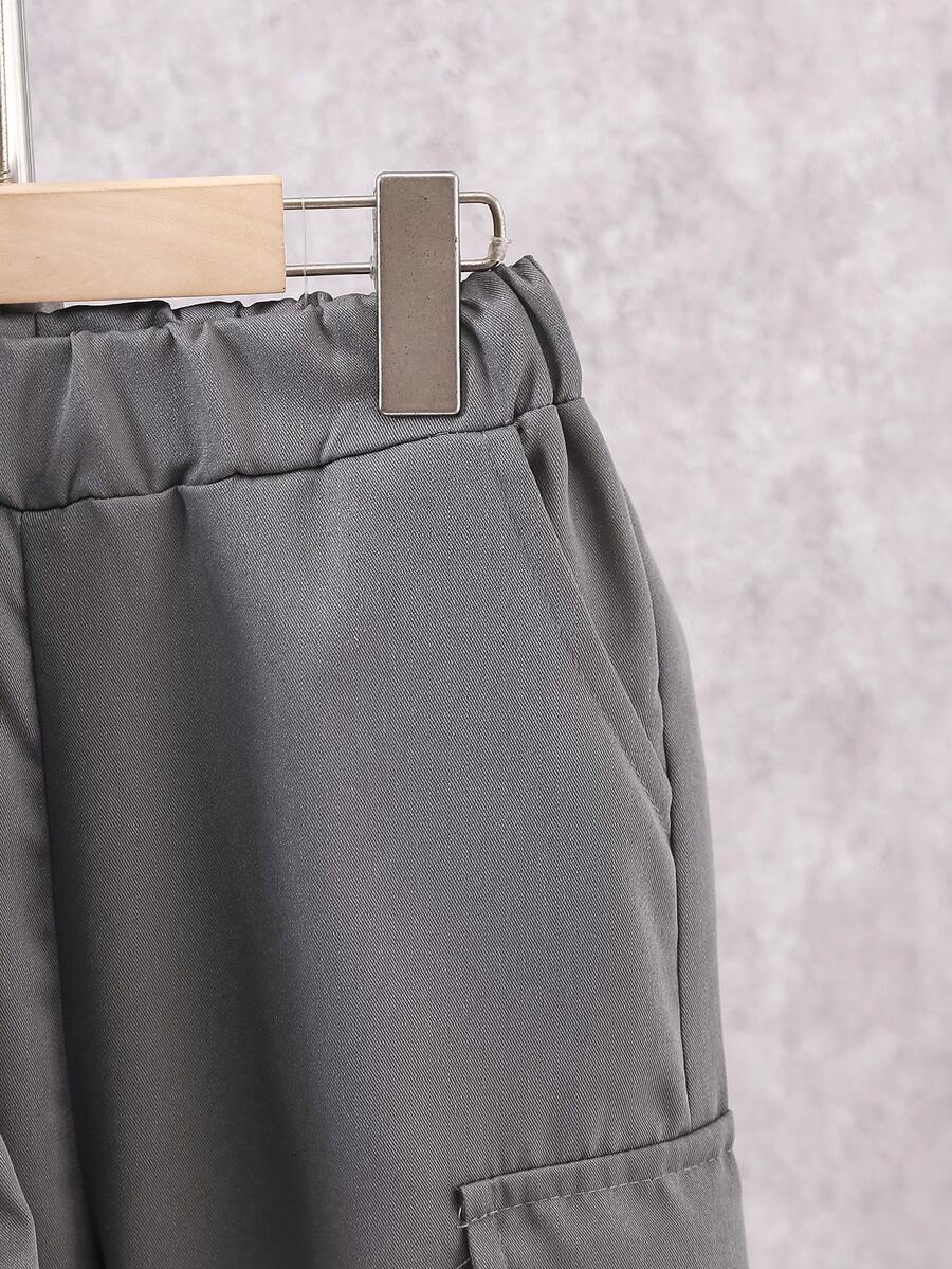 2 pièces Ensemble de veste à capuche doublée thermique et pantalon cargo décontracté pour pré-adolescents, Tenue d'hiver