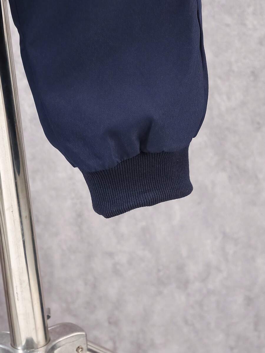 2 pièces Ensemble de veste à capuche doublée thermique et pantalon cargo décontracté pour pré-adolescents, Tenue d'hiver
