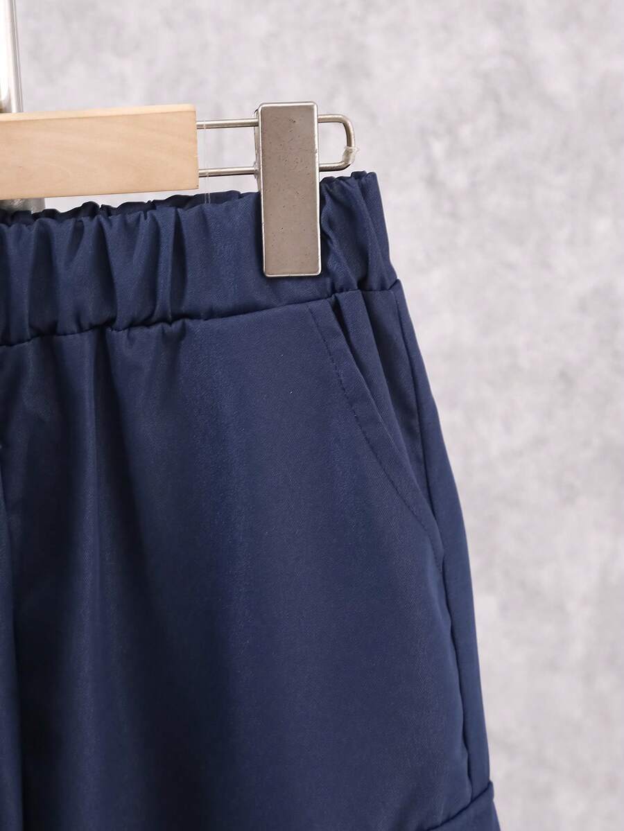 2 pièces Ensemble de veste à capuche doublée thermique et pantalon cargo décontracté pour pré-adolescents, Tenue d'hiver