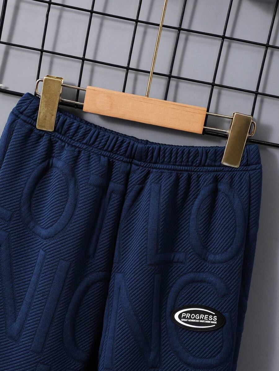 3 pièces/Set Sweat-shirt-shirt texturé avec lettrage, pantalon de survêtement et sac à dos pour pré-adolescents (peuvent être vendus séparément)