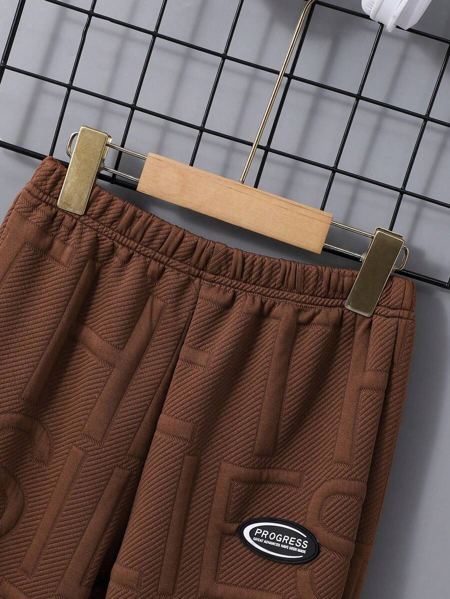 3 pièces/Set Sweat-shirt-shirt texturé avec lettrage, pantalon de survêtement et sac à dos pour pré-adolescents (peuvent être vendus séparément)