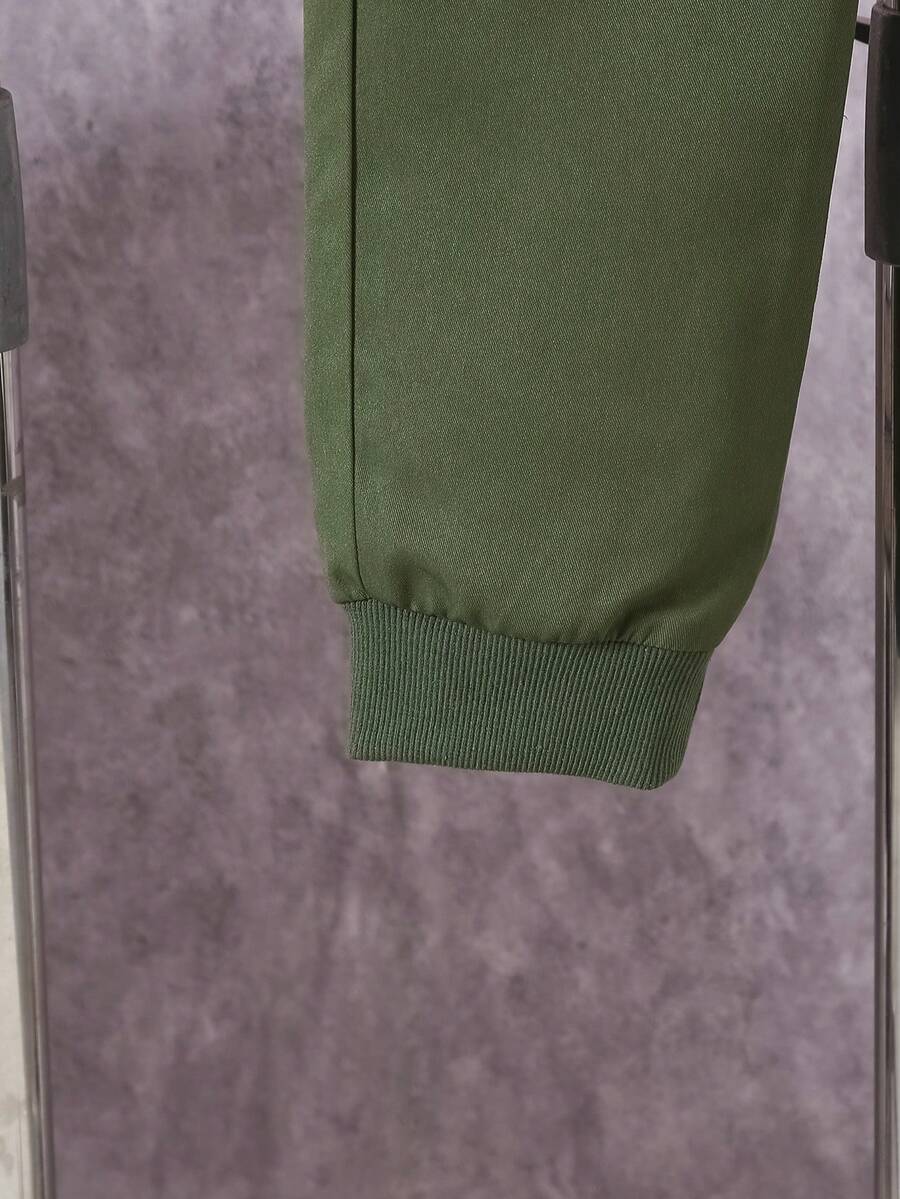 2 pièces/Ensemble adolecent Boy Décontracté Mode Imprimé Lettre Veste Matelassée & Pantalon Cargo, Automne/Hiver