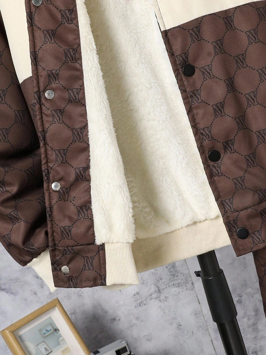 2 pièces/Set Veste à imprimé et pantalon long casual pour garçon préadolescent